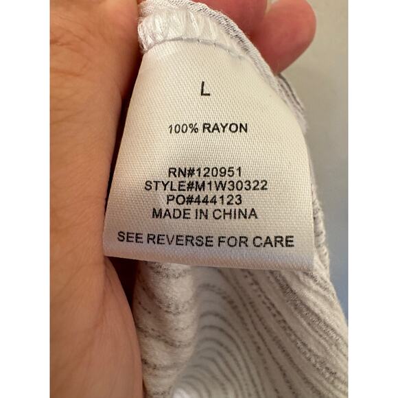 Hippie Rose White Brown Striped Tie Front Long Sleeve Blouse Shirt Size Large - Picture 9 of 10